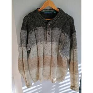 VTG Claybrooke Outdoors wool blend sweater color block design L eclectic grandpa